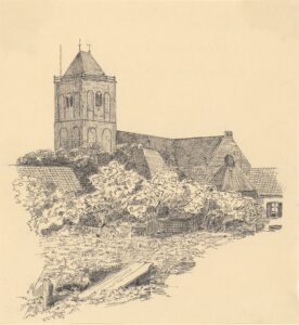 Pentekening De Maartenskerk door R. Dekker