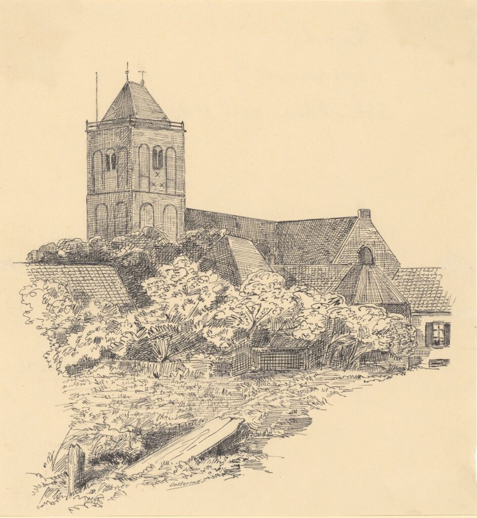Pentekening De Maartenskerk door R. Dekker